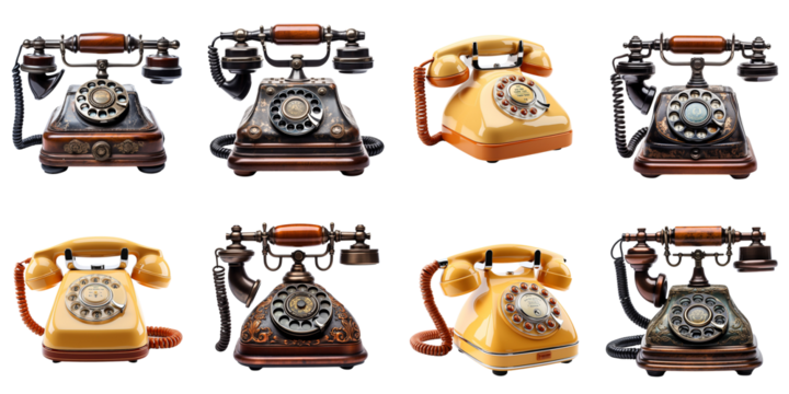 set collection old school telephone Artificial Intelligence Generative