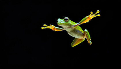 Frog Jumping in the Air