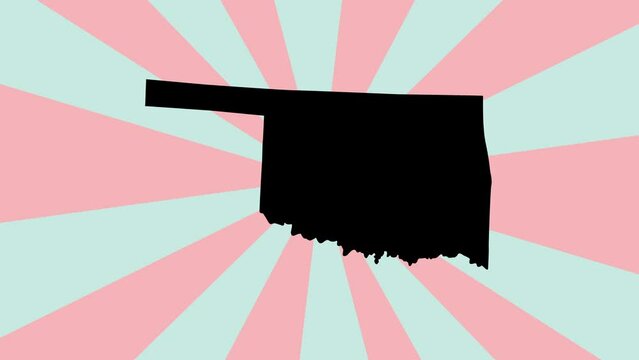 Oklahoma state map animation with a rotating background