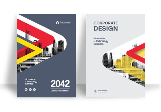 Yellow and Red Geometric Book Cover Layout