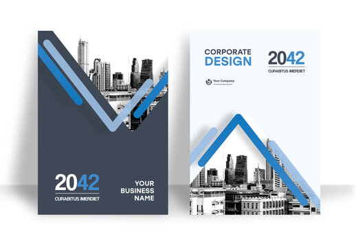 Blue and Black Geometric Book Cover Layout