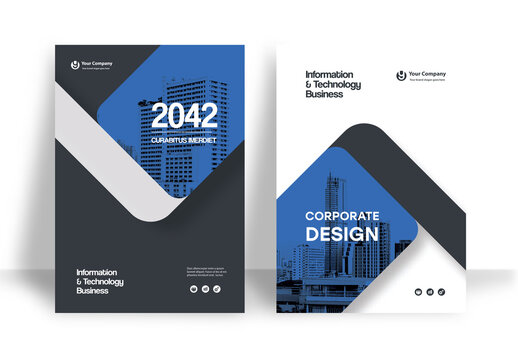 Blue and Black Geometric Book Cover Layout