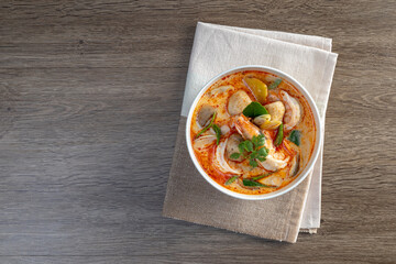 Creamy Tom Yum Goong,spicy prawn soup (Thai Food)