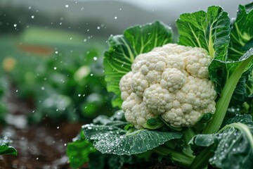cauliflower in the middle of the tree field professional photography - obrazy, fototapety, plakaty