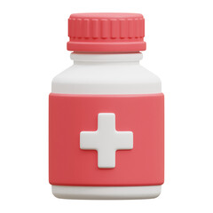 3D Render Medicine Bottle Icon, illustration isolated on white background, suitable for website, mobile app, print, presentation, infographic, and other projects.