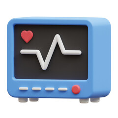 3D Render Ecg Monitor Icon, illustration isolated on white background, suitable for website, mobile app, print, presentation, infographic, and other projects.