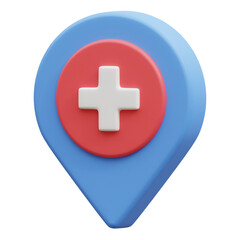 3D Render Hospital Location Icon, illustration isolated on white background, suitable for website, mobile app, print, presentation, infographic, and other projects.