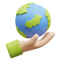 3D Render Save Earth Icon, illustration isolated on white background, suitable for website, mobile app, print, presentation, infographic, and other projects.