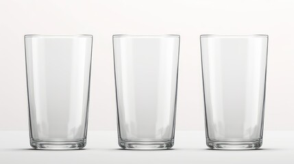 Empty glasses isolated on white background, water glass