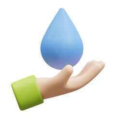 3D Render Save Water Icon, illustration isolated on white background, suitable for website, mobile app, print, presentation, infographic, and other projects.