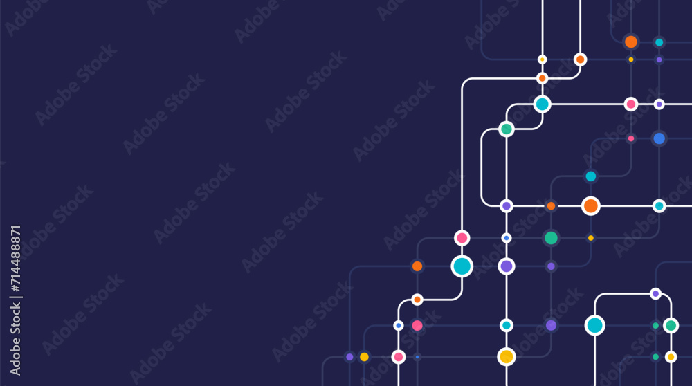Poster circuit connect lines and dots. network technology and connection concept. decentralized network nod