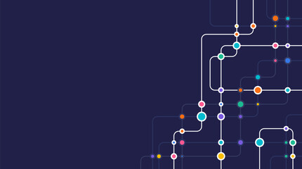 Circuit connect lines and dots. Network technology and Connection concept. Decentralized network nodes connections