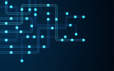 Circuit connect lines and dots. Network technology and Connection concept. Decentralized network nodes connections
