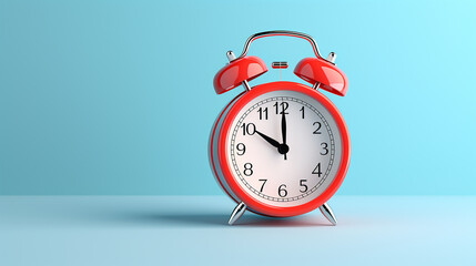 red alarm clock on blue background