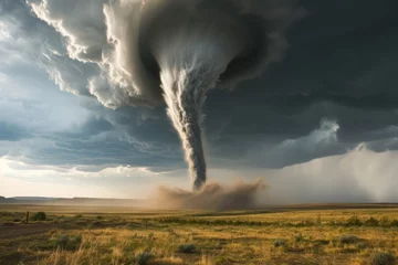 Foto op Aluminium A powerful tornado sweeps across a stormy landscape © Emanuel