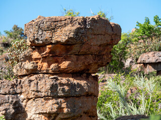 Bloc rocheux et verdure au Blyde River Canyon, Afrique du Sud