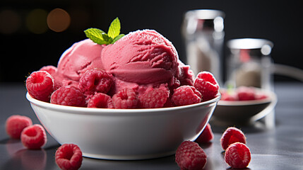 strawberry ice cream - obrazy, fototapety, plakaty