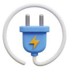 3D Render Power Plug Icon, illustration isolated on white background, suitable for website, mobile app, print, presentation, infographic, and other projects.