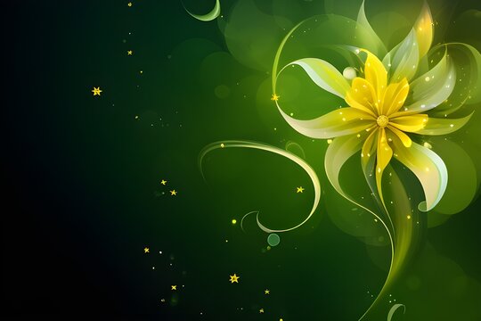 abstract floral background with yellow curves