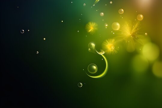 drops of dew on green background