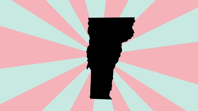 Animated map of the state of Vermont with a rotating background