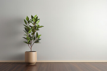house plant with empty wall. Generative Ai - obrazy, fototapety, plakaty