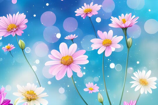 background with daisies - Spring blooming
