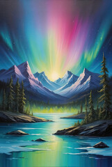 Fototapeta na wymiar Abstract aurora textured oil painting