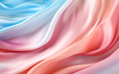 Abstract background of beautiful silk soft pastel waves. Colorful pastel fabric textures background. Backdrop texture for product display or text. Generative AI.