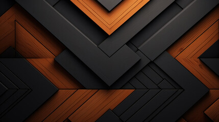 Modern interior design showcasing a sophisticated dark herringbone pattern with wooden accents.