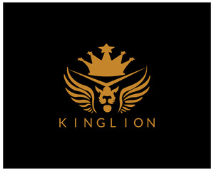 crown gold lion logo Company Premium mascot vector