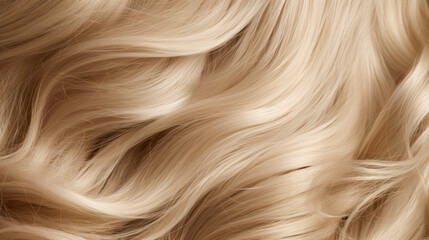 A detailed close-up showcasing the natural texture and wavy pattern of luxurious blonde hair with a silky shine.