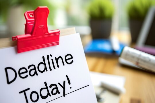 Deadline Today text on sticky note