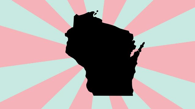 Animated map of the state of Wisconsin with a rotating background