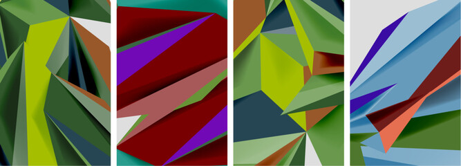 Set of mosaic triangle pattern abstract posters. Vector illustration For Wallpaper, Banner, Background, Card, Book Illustration, landing page
