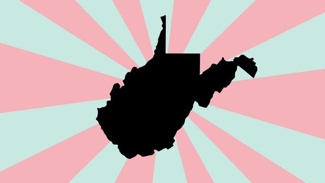 Animated map of the state of West Virginia with a rotating background
