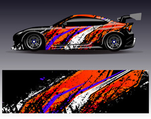 Car wrap design vector.Graphic abstract stripe racing background designs for vehicle, rally, race, adventure and car racing livery