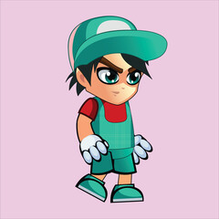 2d character walk animation pose 6 vector illustration