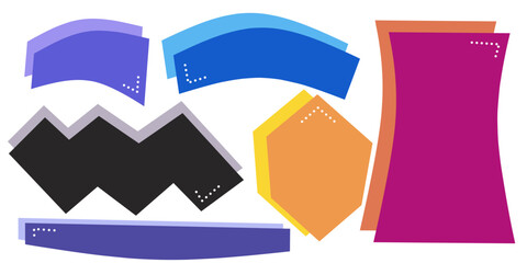 set of colorful labels with various shape and shadow style for message