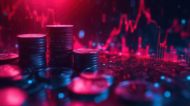 Growth money success financial business on coin concept investment.  economic market chart digital stock currency strategy.