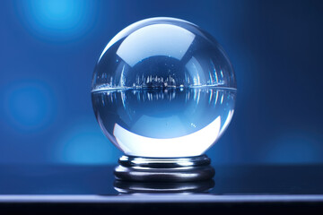 Design blue isolated globe light transparent crystal sphere background ball shiny magical