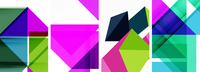 Triangle poster geometric background set