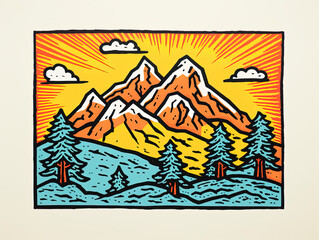 Outdoor hiking theme art illustration, illustration wallpaper