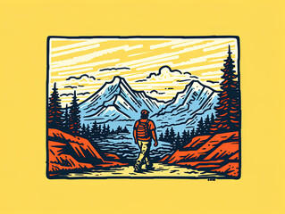 Outdoor hiking theme art illustration, illustration wallpaper