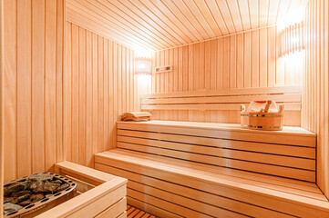 standard interior wooden bath, sauna, steam room