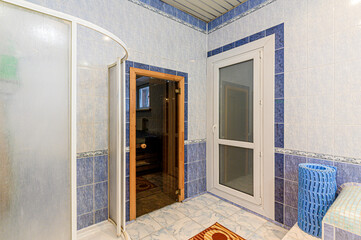 standard interior wooden bath, sauna, steam room