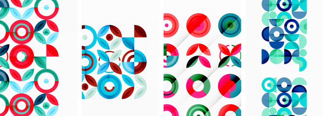 Circles and rings geometric backgrounds. Posters for wallpaper, business card, cover, poster, banner, brochure, header, website