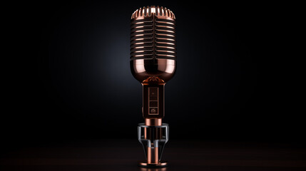 audio microphone retro style, Retro microphone on stage, Microphone at concert, microphone copyspace banner, Ganerative Ai