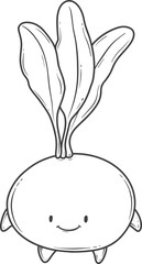 Cute cartoon radish line art illustration