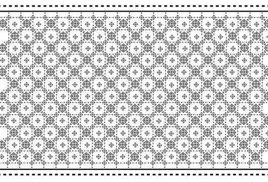 Contemporary Thai fabric patterns that use mostly squares with square points and adding large and small floral patterns in each square giving the image volume